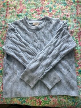Jessica Simpson Light Blue Cable-Knit Crewneck Sweater